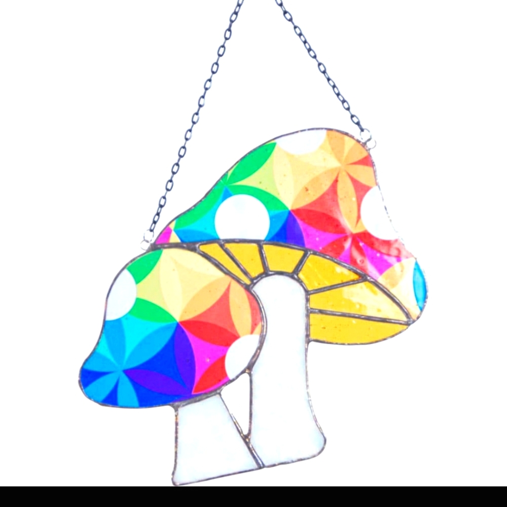 Mushroom stain glass suncatcher